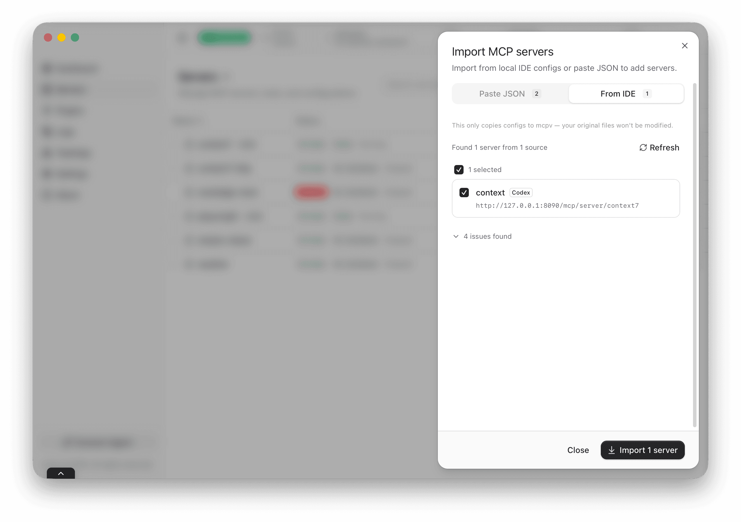Import servers sheet
