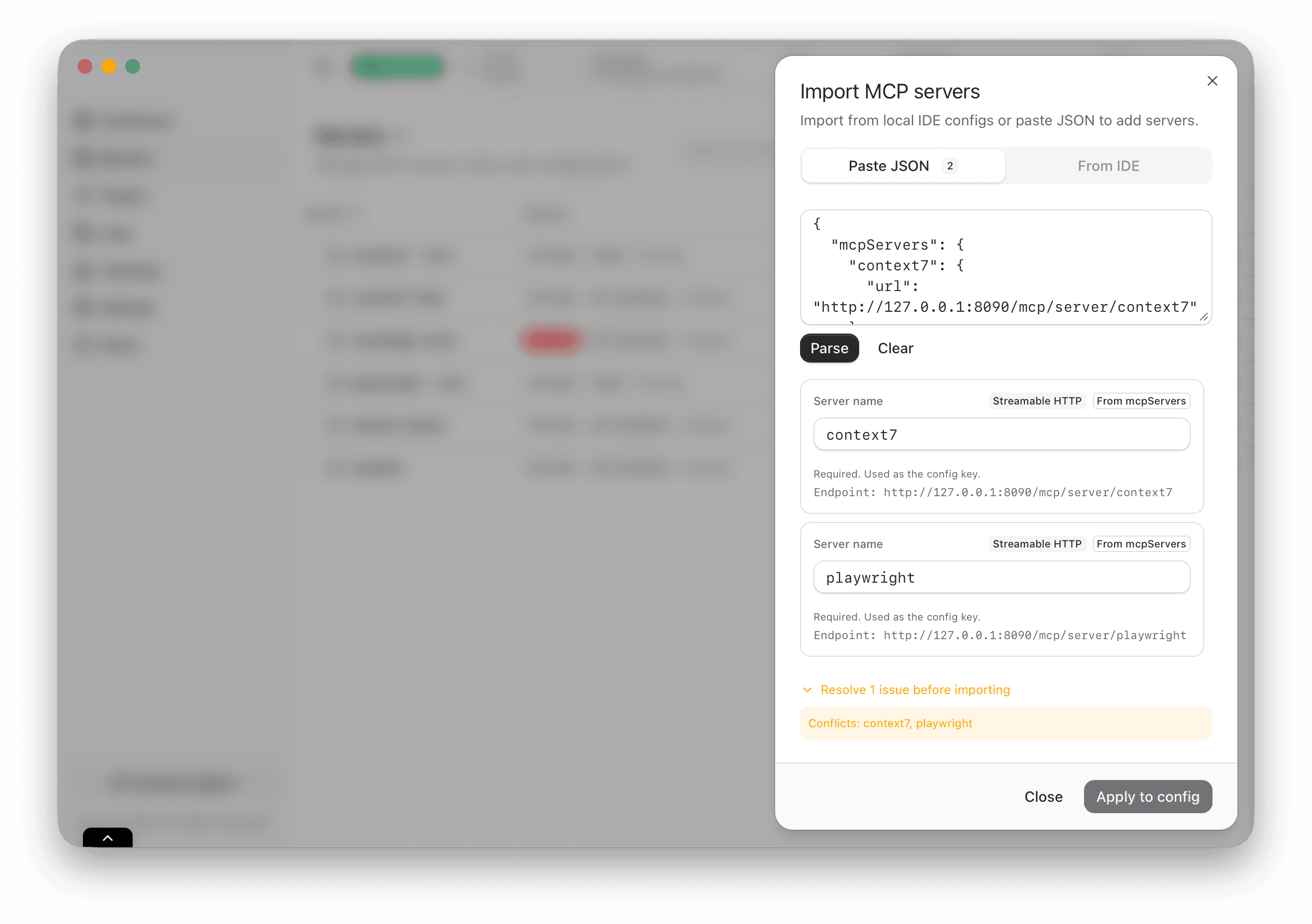 Import servers sheet